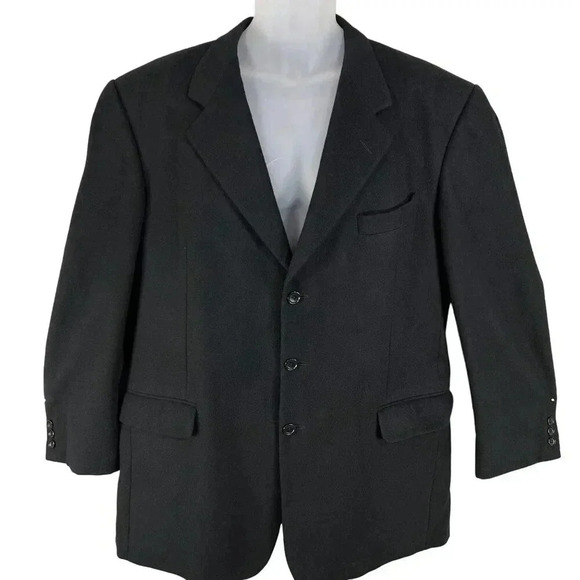 Hickey Freeman Mens 44 Long 100% Cashmere Black Sport Coat Wedding Old Money - Picture 1 of 16